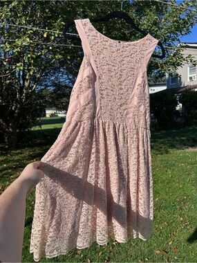 2010s Xhilaration Shimmery Blush Pink Lace Dress